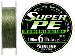 Шнур Sunline Super PE 150м 0,128мм 6Lb/3кг (темно-зеленый) (1658.04.60)