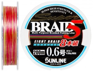 Шнур Sunline Super Braid 5 (8 Braid) 200m #0.6/0.128мм 4кг (1658.08.59)