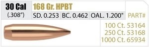 Куля Nosler Custom Competition HPBT .30 168 гр / 10.88 грам 100 шт. (13-53164)