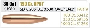 Пуля Nosler Custom Competition HPBT .30 190 гр/12.31 грамм 100 шт. (13-53412)