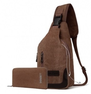 Рюкзак с одной лямкой Denater Brown с кошельком (DENLBRO-K)