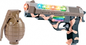 Пістолет світлозвуковою ZIPP Toys Desert Eagle в наборі з гранатою камуфляж / коричневий (814Y)