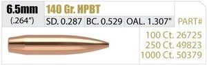 Куля Nosler Custom Competition HPBT 6.5 мм 140 гр / 9.07 грам 100 шт. (13-26725)