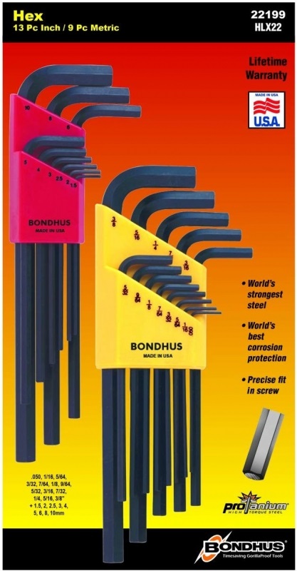Набор шестигранников Bondhus 22199 Hex L-wrench DoublePK Long Length 12137 .050-3/8 - 12199 1.5-10mm — купить в Украине | Прицел