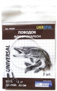 Повідець UKRSPIN флюорокарбон 30 см 12 кг (1590.00.43)