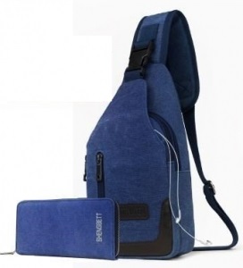 Рюкзак с одной лямкой Denater Blue с кошельком (DENLBLU-K)
