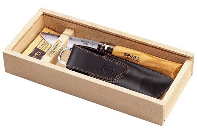 Ніж складаний Opinel №08 Inox (шкіряний чохол, подарункова коробка) (001539) — купити в Україні | Приціл
