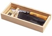 Нож складной Opinel №08 Inox (кожаный чехол, подарочная коробка) (001539)