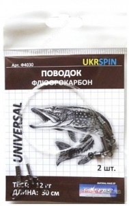 Повідець UKRSPIN флюорокарбон 25 см 12 кг (1590.00.61)