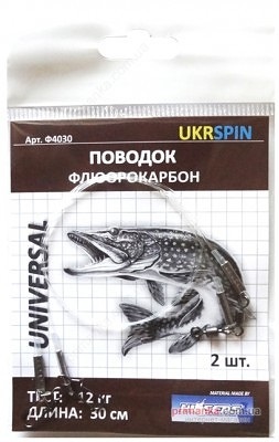 Поводок UKRSPIN флюорокарбон 25 см 5 кг (1590.00.83) — купить в Украине | Прицел